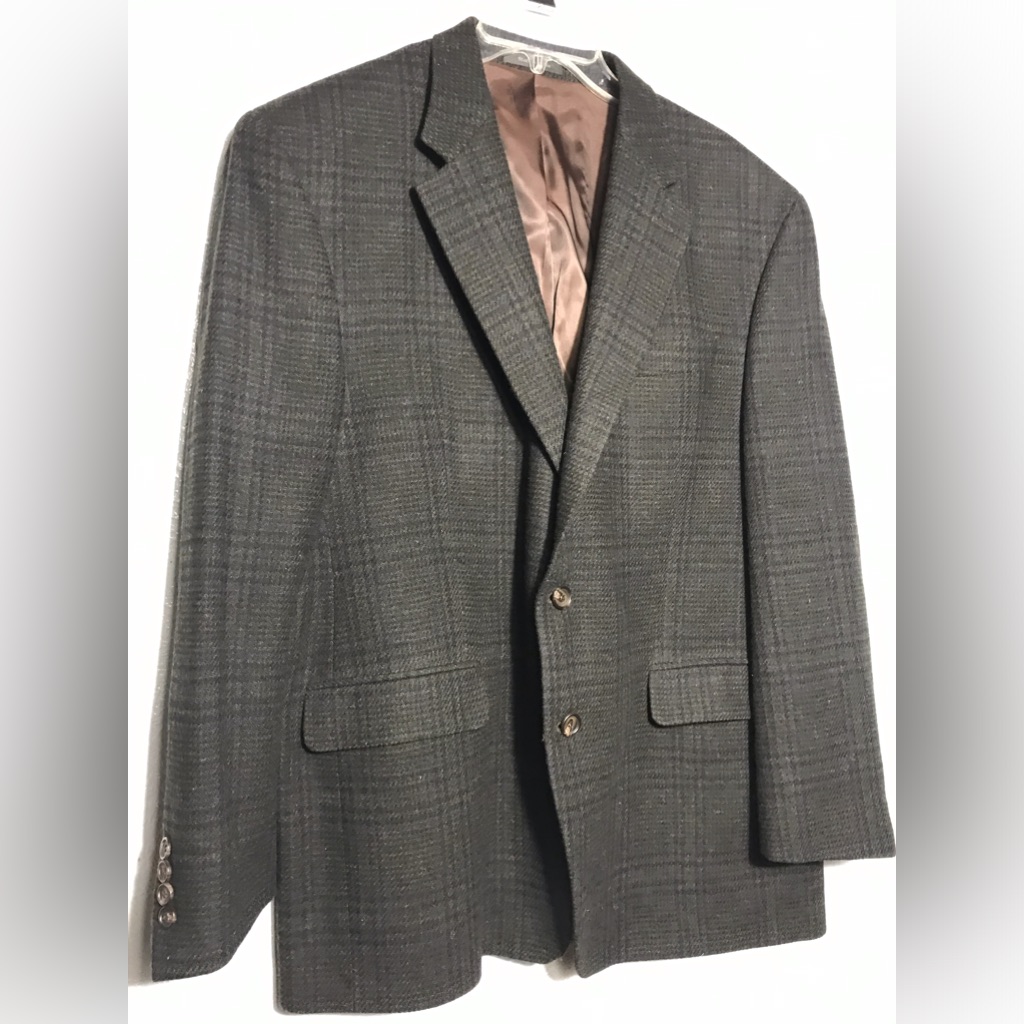 Ralph Lauren Macys Wool Black Plaid Blazer Jacket 44r